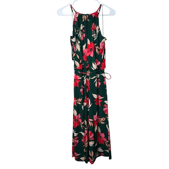 Maggy London NWT Bright Green Lottie Floral Halter Cropped Sleeveless Jumpsuit - Picture 7 of 10